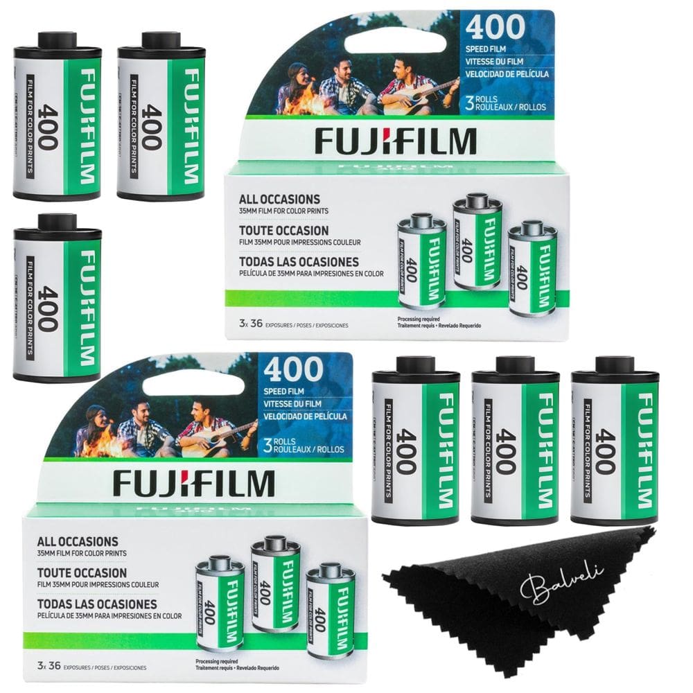 Câmera de filme Fujifilm 400 35 mm com 6 rolos (pacote 2x3) e tecido