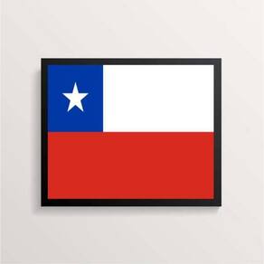 Quadro Decorativo Bandeira Chile 33X24Cm - Com Vidro