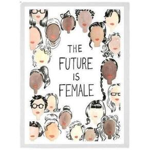 Quadro Decorativo Future Is Female Moldura Branca 45X34Cm