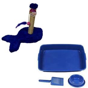 Kit Para Gatos - Arranhador Torre E 1 Kit Higiênico Azul