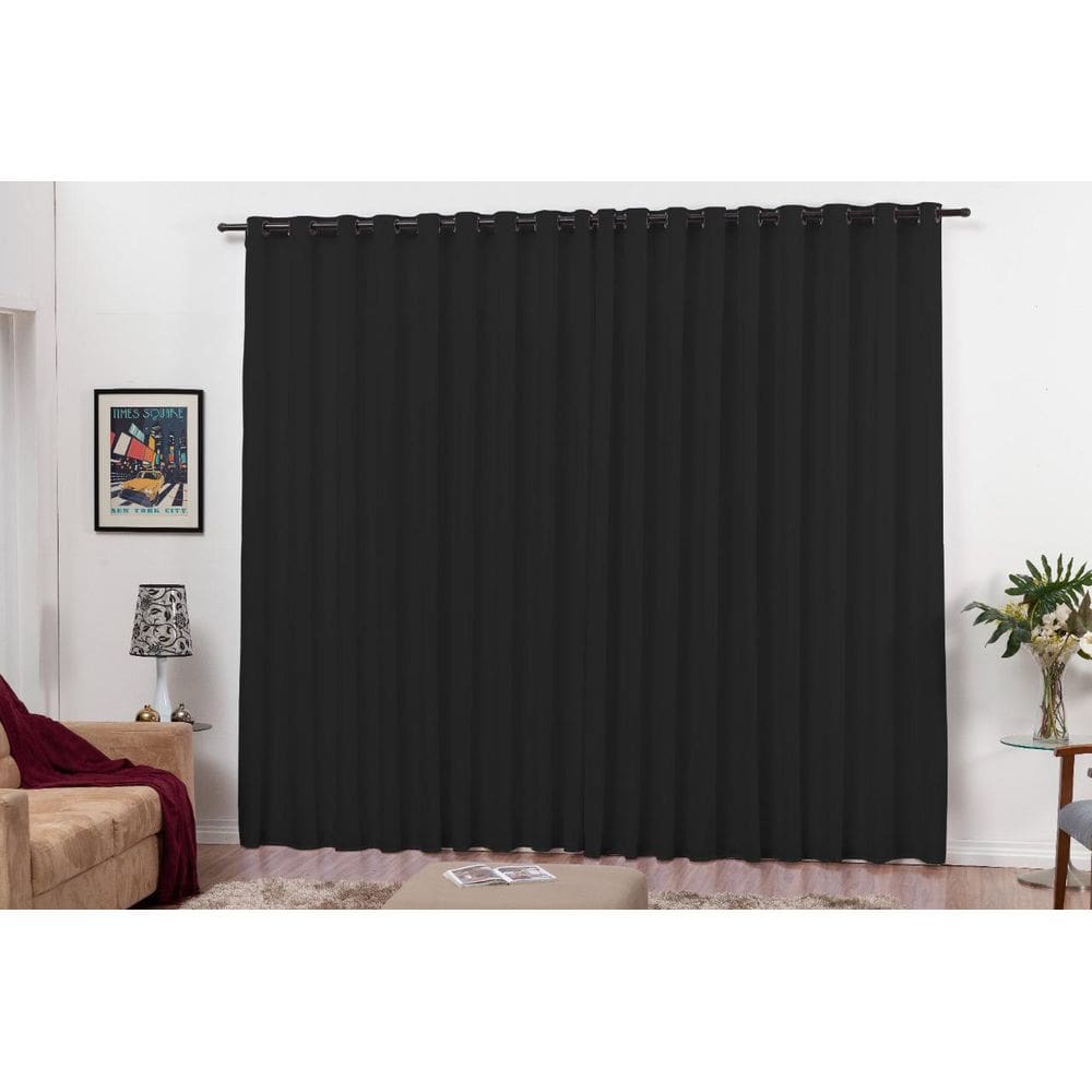 Cortina Sala Roma Oxford Com Ilhós 3M X 2,5M Preto