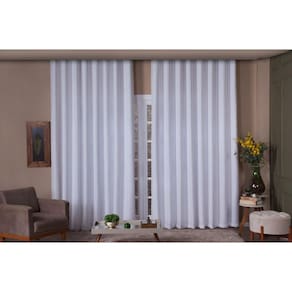Cortina Quarto E Sala Forro De Tecido + Linho 5X2,80 Branco