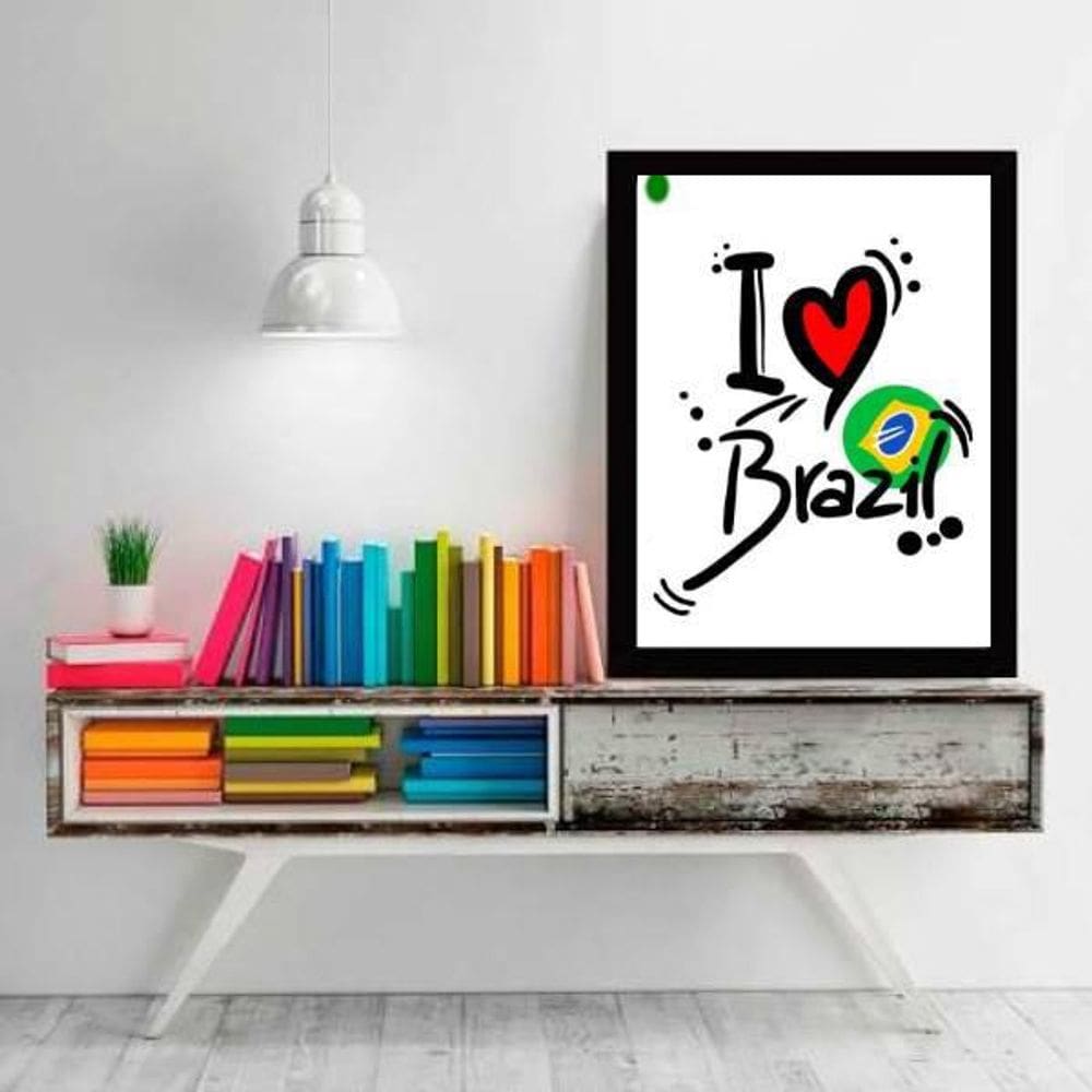 Quadro Decorativo I Love Brazil 24X18Cm