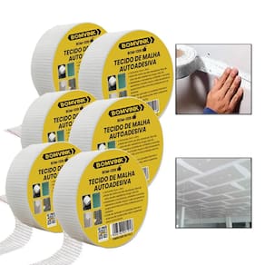 6 Rolos De Fita Telada Autoadesiva De Fibra De Vidro Drywal