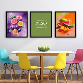 Kit 3 Quadros Cozinha - Mudança De Hábito 33X24Cm - Vidro