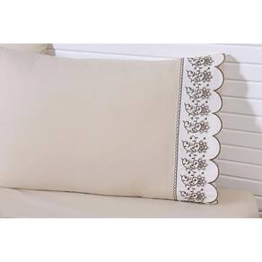 2 Fronhas King 50Cmx90Cm 100% Algodão 200 Fios Cáqui Barrado