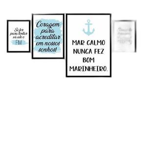 Kit 4 Quadros Decorativos Mar Calmo - Azul 24X18Cm
