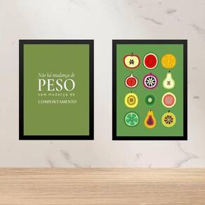 Kit 2 Quadros Cozinha - Alimentação Saudável 33X24Cm - Vidro