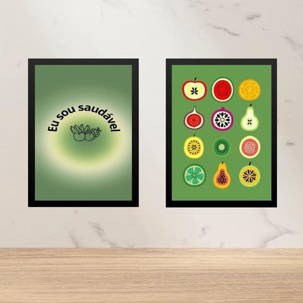 Kit 2 Quadros Cozinha Saudável 33X24Cm