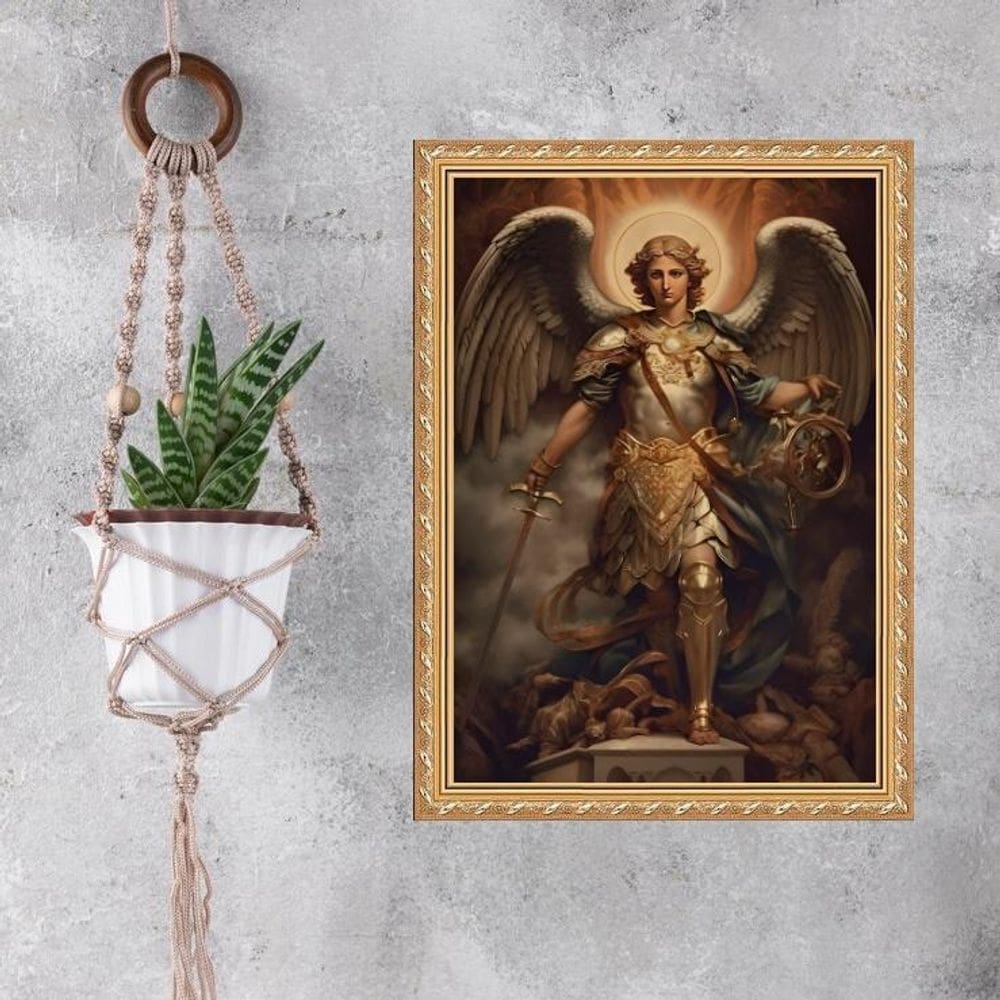 Quadro Moldura Dourada São Miguel Arcanjo 33X24Cm