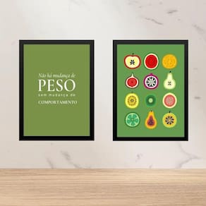 Kit 2 Quadros Cozinha - Alimentação Saudável 24X18Cm - Vidro