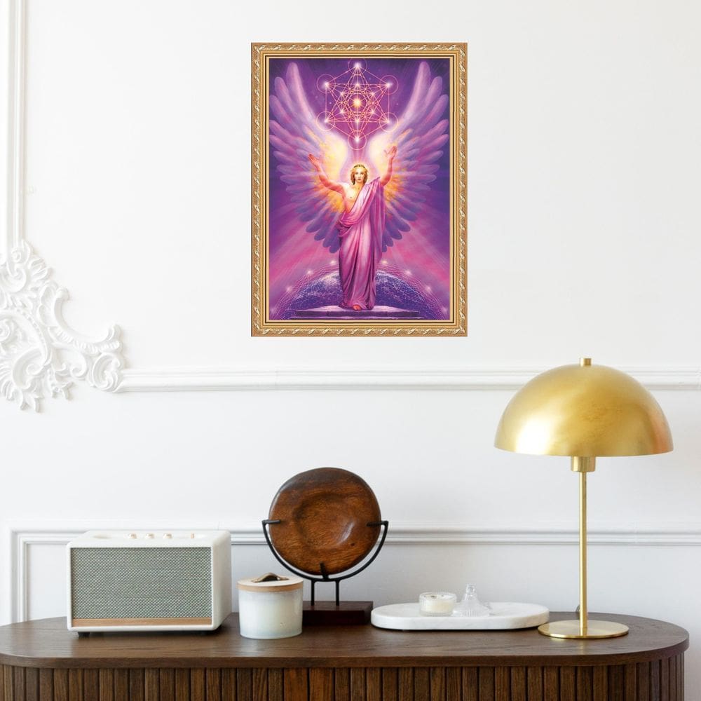 Quadro Moldura Dourada Arcanjo Metatron 45X34Cm