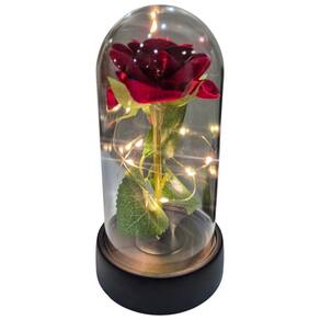 Enfeite Cupula Com Flor Tecido Micro Led A Bateria 14X8,3Cm