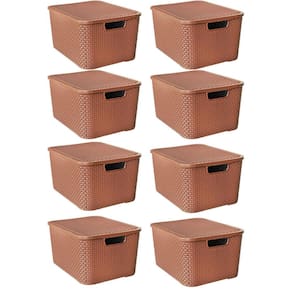 Kit 8 Caixas Organizadoras Rattan Marrom 7 Litros Com Tampa 25587 Arqplast