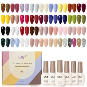 Kit de esmalte de gel GAOY, 42 unidades, preto, marrom, vermelho, glitter