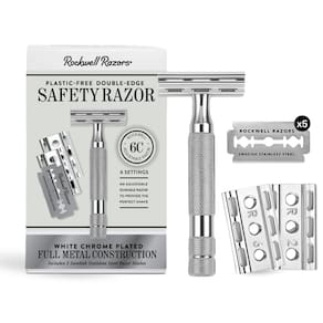 Configurações do barbeador de segurança ROCKWELL RAZORS 6C White Chrome 6