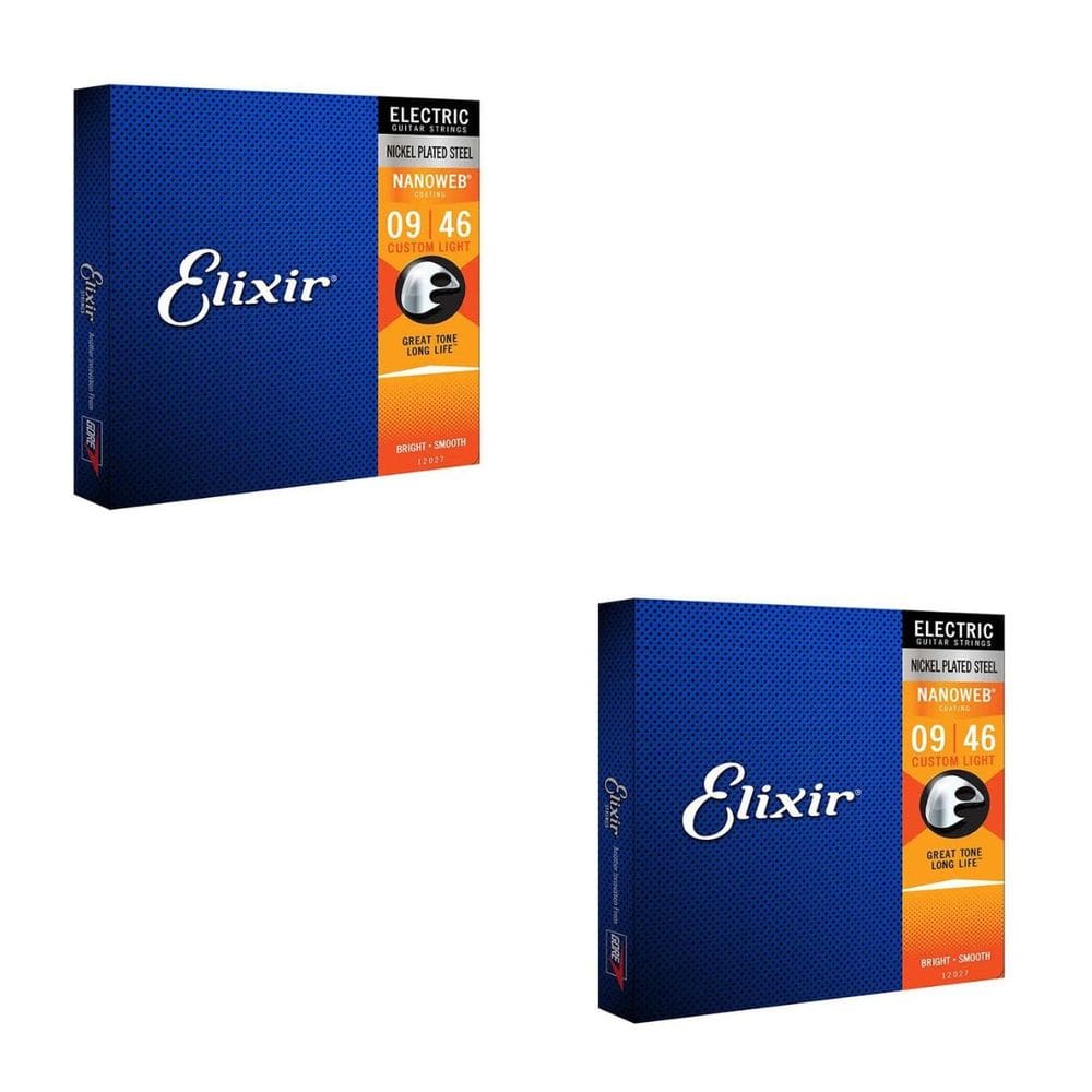 Kit 2 Encordoamentos Guitarra 009 Híbrida Elixir Custom Light Nanoweb 12027