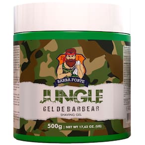 Shaving Gel de Barbear Jungle 500g com Espátula Barbearia Bancada Barba Forte