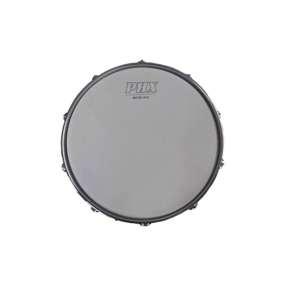 Caixa Bateria Phx Music 14X8 Madeira Cromado Pele Cristal