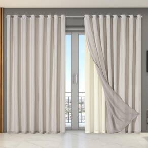 Cortina Dual Forro Voil Gaze Belga 2,70M X 2,30M Luxo Bege