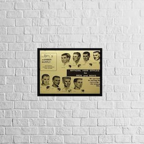 Quadro Vintage Official Hair Men`S Style 45X34 Vidro Preta