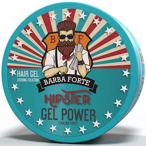 Gel Power para Cabelo Hipster Fixação Forte Brilho Molhado 200g Barba Forte