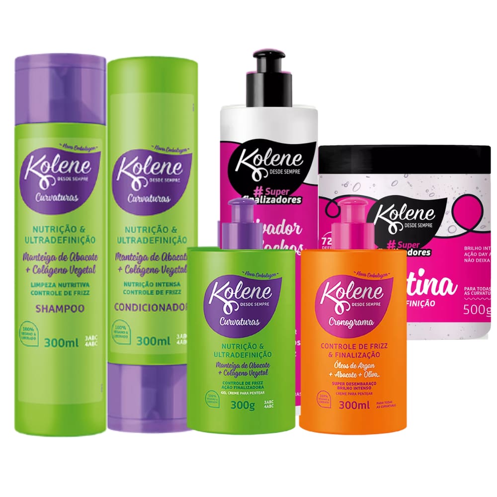 Kit Kolene Curvaturas + Ativador de Cachos + Gelatina