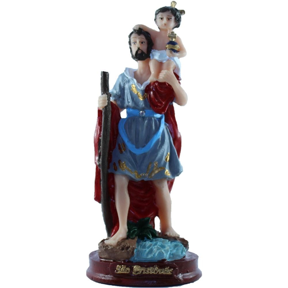 São Cristovão Escultura Em Resina 16 Cm
