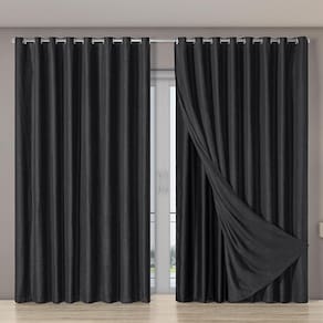 Cortina Porta Blecaute Voil Gaze Linho 4,00M X 2,70M Preto