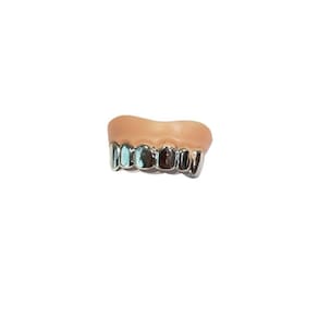 Dentadura Prata De Vampiro Drácula Modelo 2 Fantasia