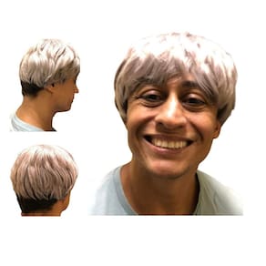 Peruca Sintética Curta Grisalha Com Preto Fantasia Anime