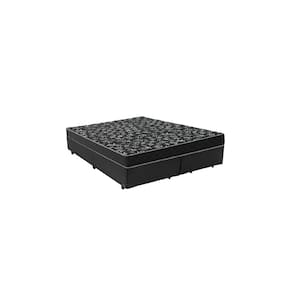 Cama Box King 193 Tecido Sintetico Preto Com Colchão Espuma D20 - Tampo Preto 12 cm