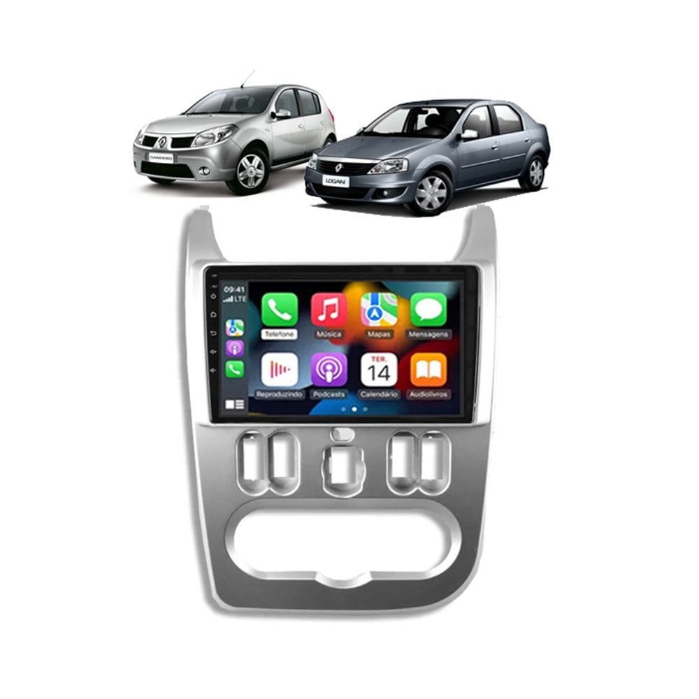 Kit Multimídia Sandero 2007 / 2011 Logan 2010 / 2011 Android 9 Pol 2/32Gb Carplay - Vision 8990CP