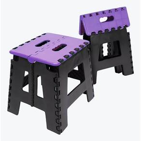 Banco Multiuso Dobrável Portátil até 100Kg Plástico Durável com Alça Roxo