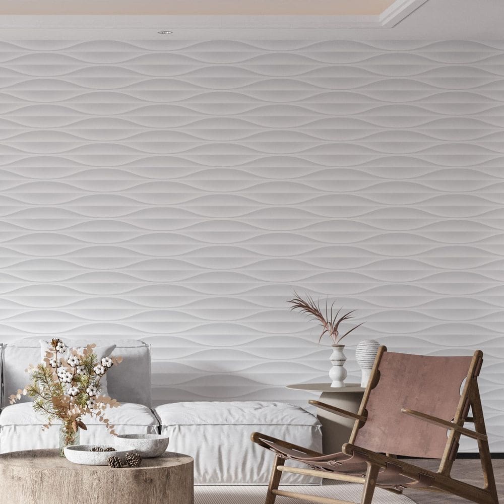 Papel De Parede Adesivo Geométrico Ondulado Branco - 3,0M