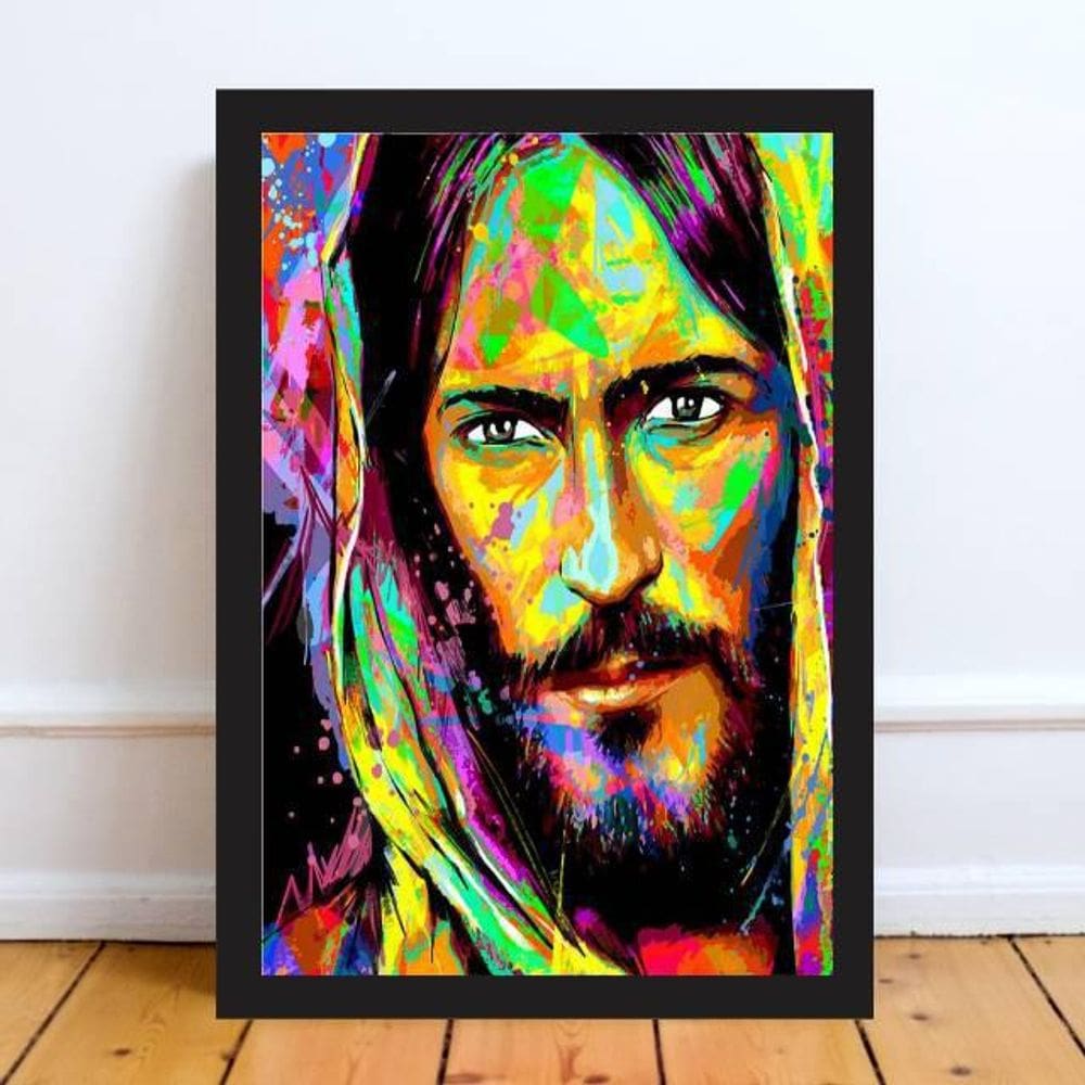 Quadro Estilo Pintura Rosto Jesus 24X18Cm