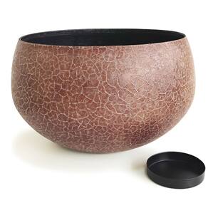 Vaso Castiçal Oval Decorativo com Pintura Craquelada em Metal 14x25cm
