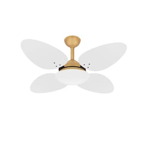 Ventilador Teto Dourado 4 Pás Trevo Branco Sala Ventax 110V