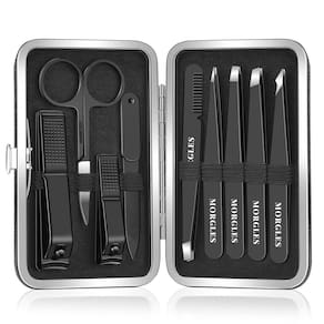 Conjunto de pinças e cortadores de unhas MORGLES, 9 peças de aço inoxidável