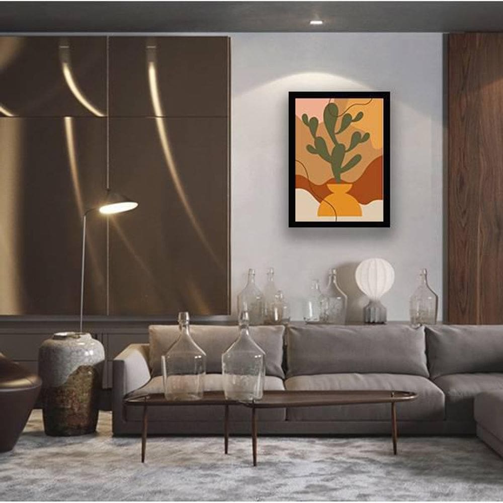 Quadro Vaso De Planta Abstrato 24X18Cm