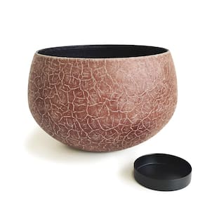 Vaso Castiçal Oval Decorativo com Pintura Craquelada em Metal 11x18cm