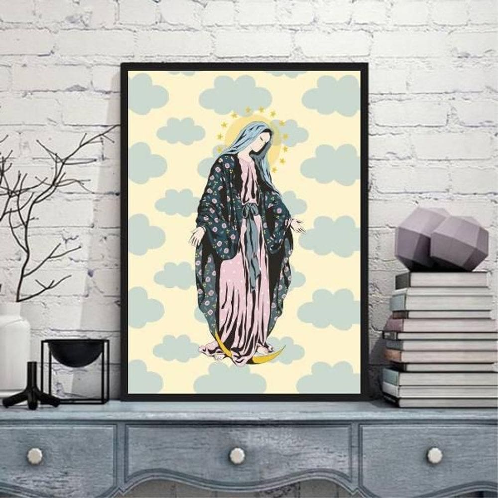 Quadro Nossa Senhora Com Nuvens 33X24Cm