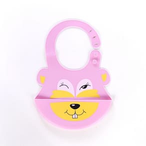 Babador De Silicone Bebê Impermeável Pega Migalhas Animais Rosa