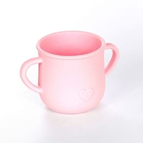 Copo Infantil De Treinamento Com Alça Bebê Silicone 150ml Rosa