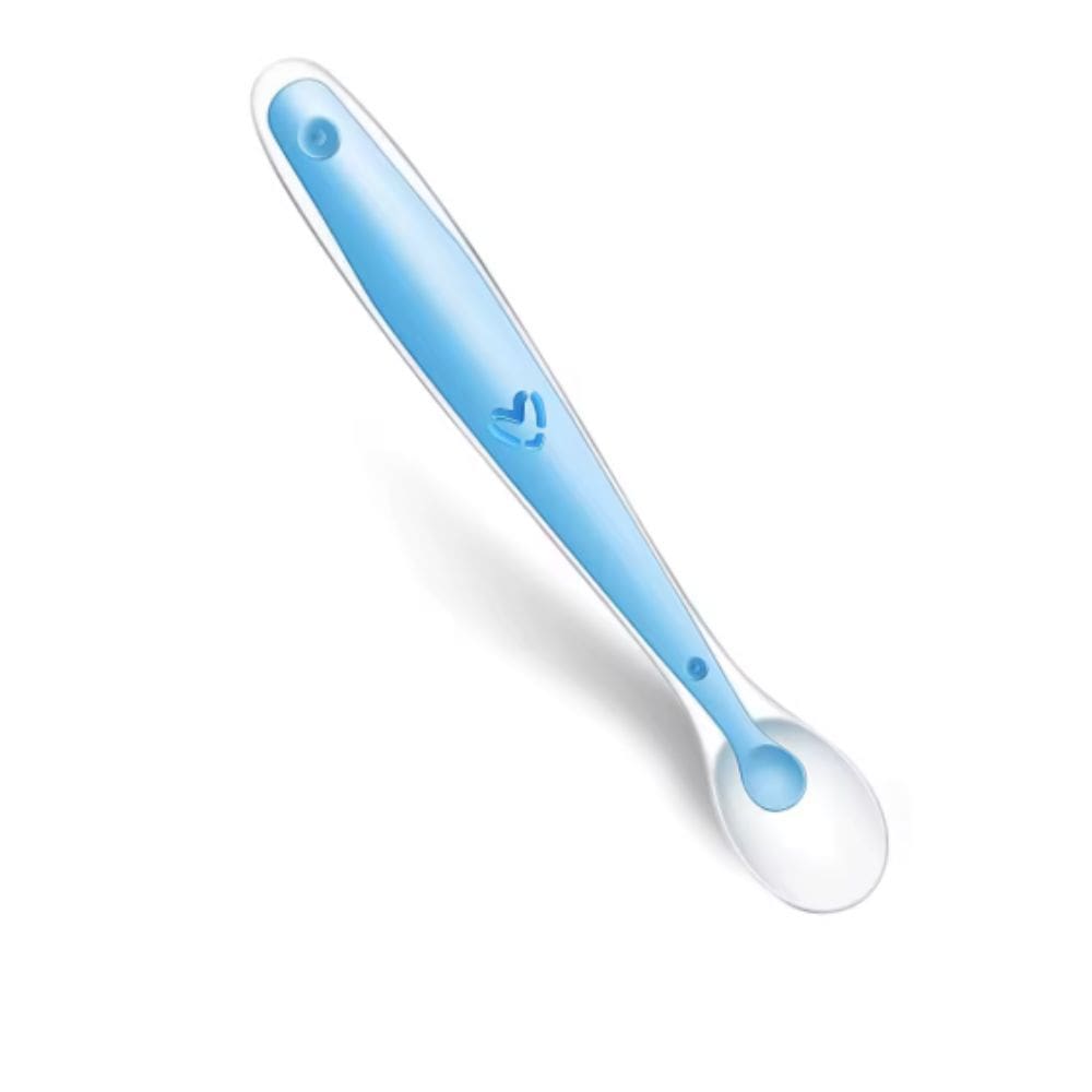 Colher Anatômica Em Silicone Bebe Alimentação Papinha Azul
