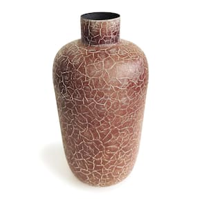Vaso Oval Decorativo com Pintura Craquelada em Metal 20x10cm