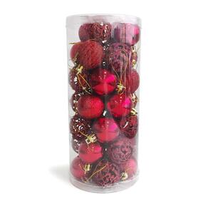 Mini Bolas Vermelhas de Natal 4cm Conjunto com 35 Unidades