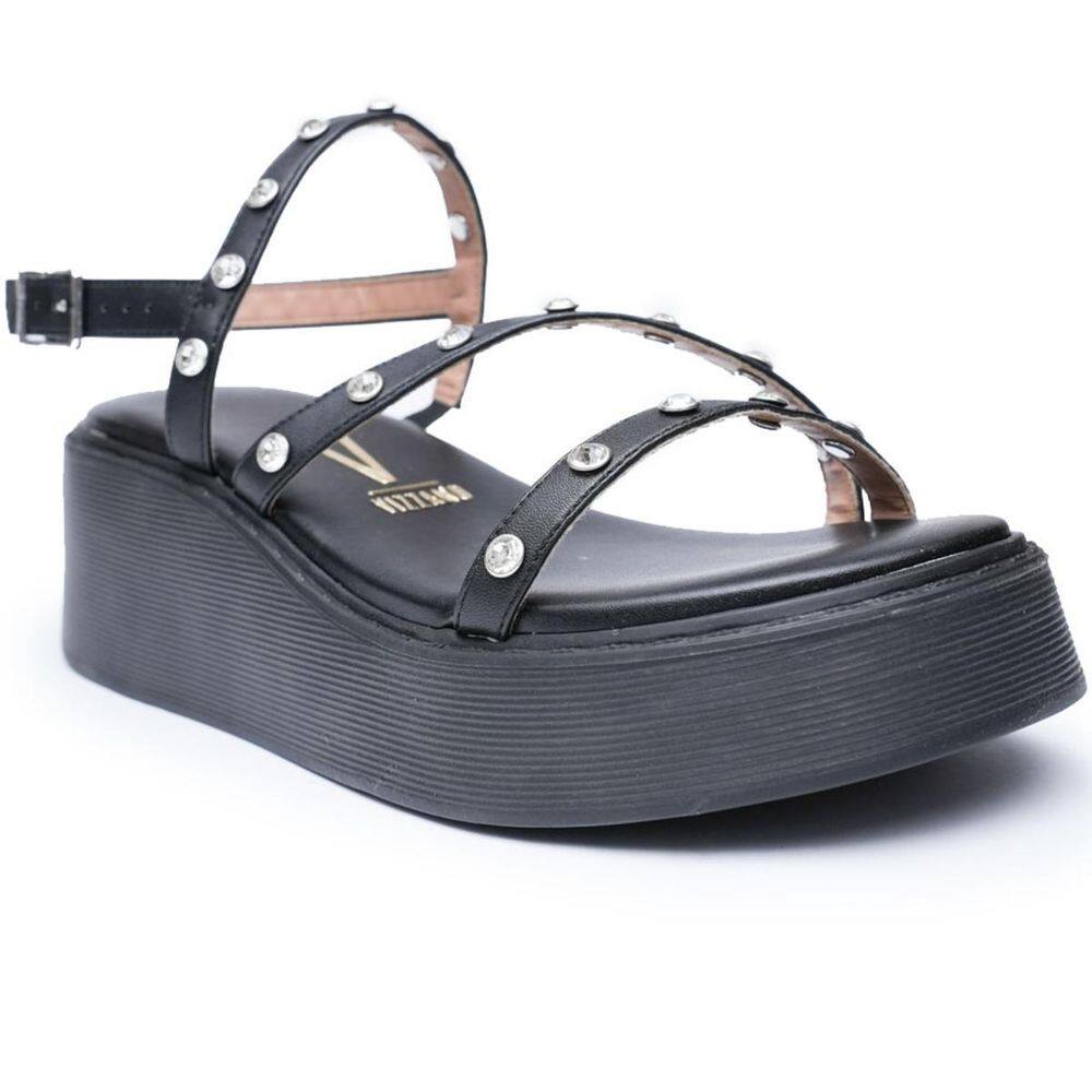 Sandália Plataforma Vizzano Strass Feminino - Preto - 36 - Preto