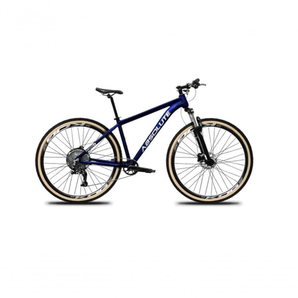 Bicicleta Aro 29 Absolute Nero 5 12v Garfo Trava No Guidão Freios Hidráulicos Com Pneu Faixa Azul Tam 17