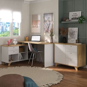 Conjunto Home Office: Escrivaninha 5946 + Balcão 6217